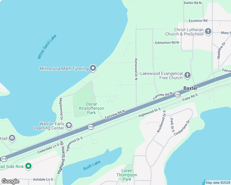 map of restaurants, bars, coffee shops, grocery stores, and more near 5796 Laverne Circle North in Baxter