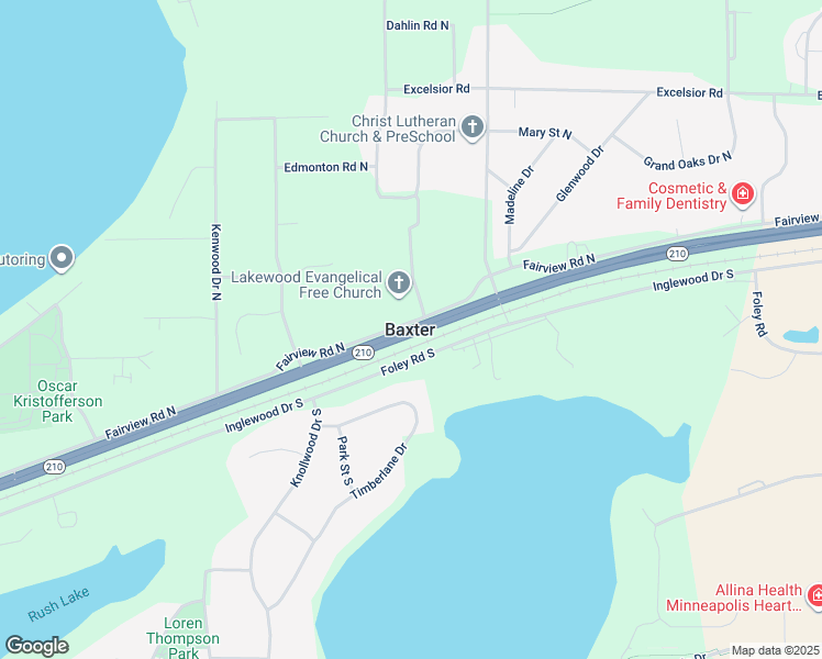 map of restaurants, bars, coffee shops, grocery stores, and more near in Baxter