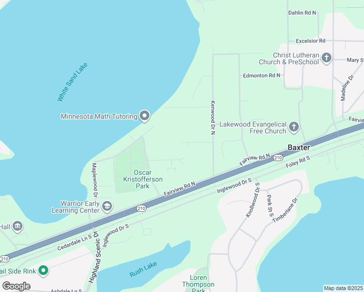 map of restaurants, bars, coffee shops, grocery stores, and more near 13575 Kenwood Drive North in Baxter