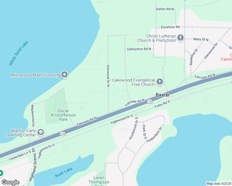 map of restaurants, bars, coffee shops, grocery stores, and more near 6073 Fountain Road in Baxter