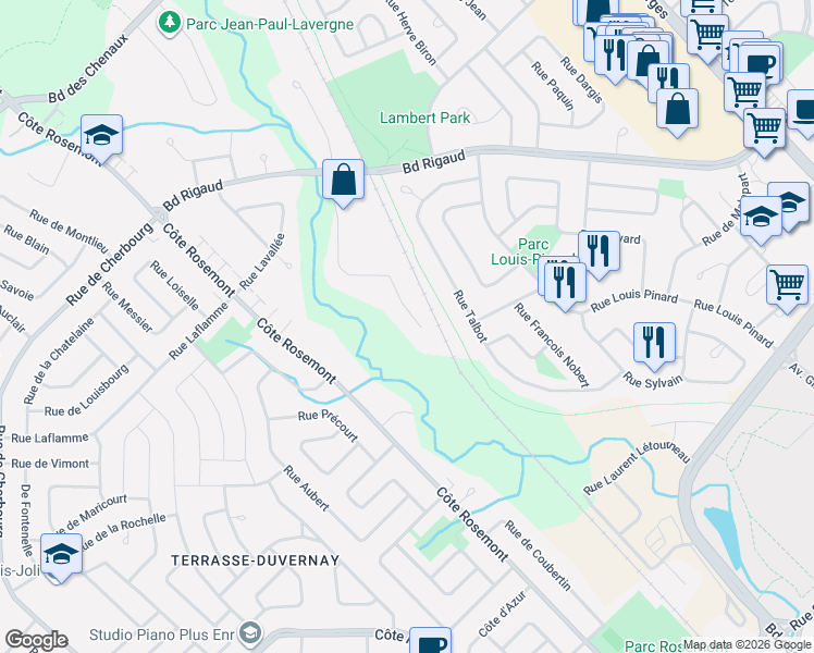 map of restaurants, bars, coffee shops, grocery stores, and more near 3745 Rue de Soulanges in Trois-Rivières