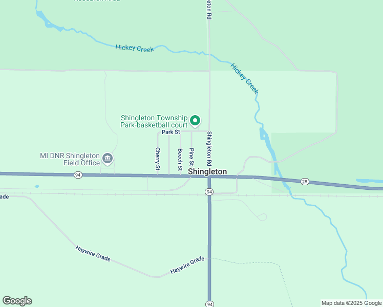 map of restaurants, bars, coffee shops, grocery stores, and more near Beech Street in Shingleton