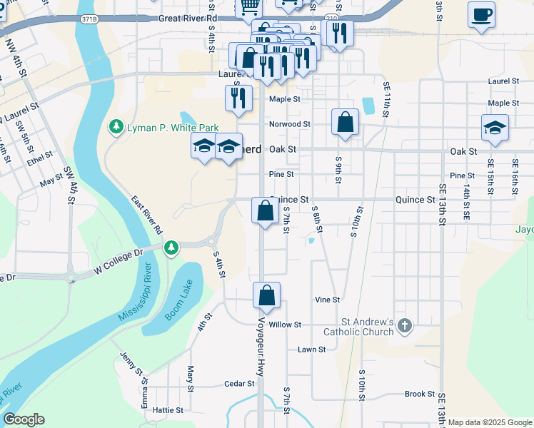 map of restaurants, bars, coffee shops, grocery stores, and more near 815 Minnesota 371 Business in Brainerd