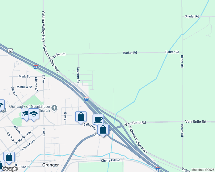 map of restaurants, bars, coffee shops, grocery stores, and more near 199 Schneider Ln in Granger