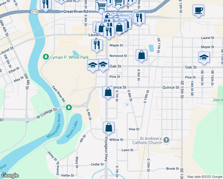 map of restaurants, bars, coffee shops, grocery stores, and more near 815 Minnesota 371 Business in Brainerd