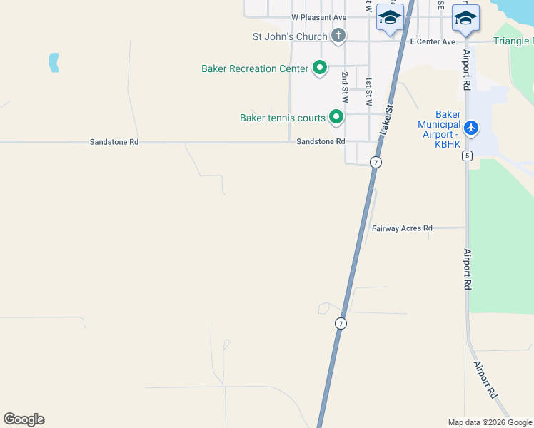 map of restaurants, bars, coffee shops, grocery stores, and more near in Baker