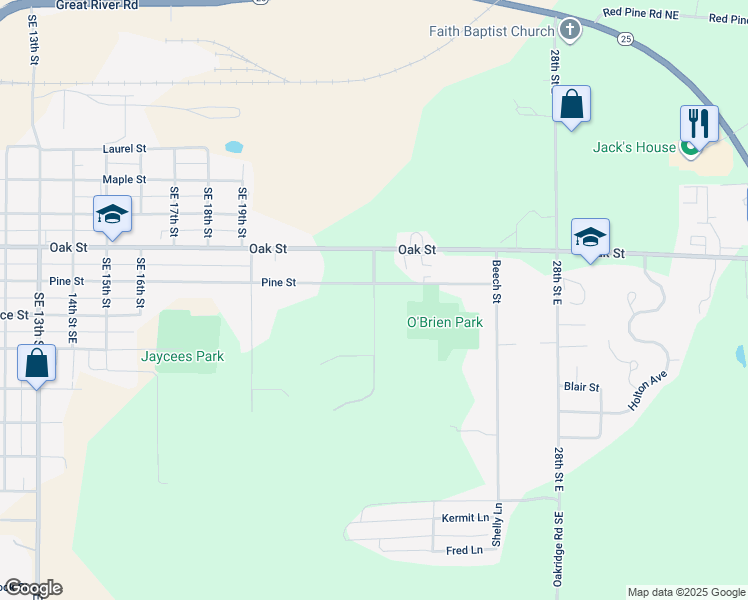 map of restaurants, bars, coffee shops, grocery stores, and more near 810 Walnut Street in Brainerd