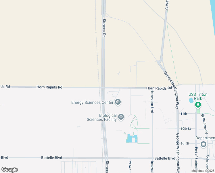 map of restaurants, bars, coffee shops, grocery stores, and more near 820 Horn Rapids Road in Richland