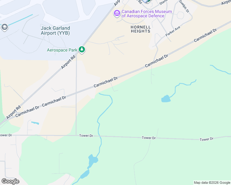 map of restaurants, bars, coffee shops, grocery stores, and more near 395 Carmichael Drive in North Bay