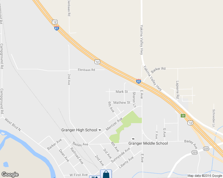 map of restaurants, bars, coffee shops, grocery stores, and more near 601 Mark Street in Granger