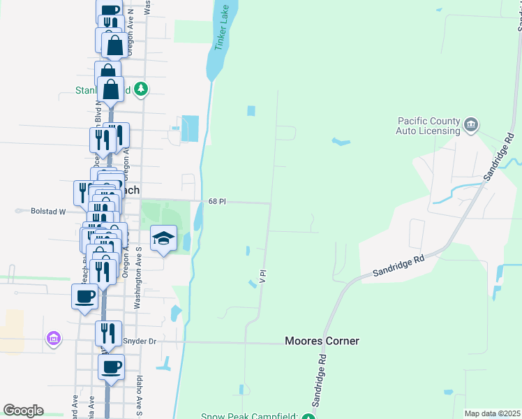 map of restaurants, bars, coffee shops, grocery stores, and more near 2110 68 Place in Long Beach
