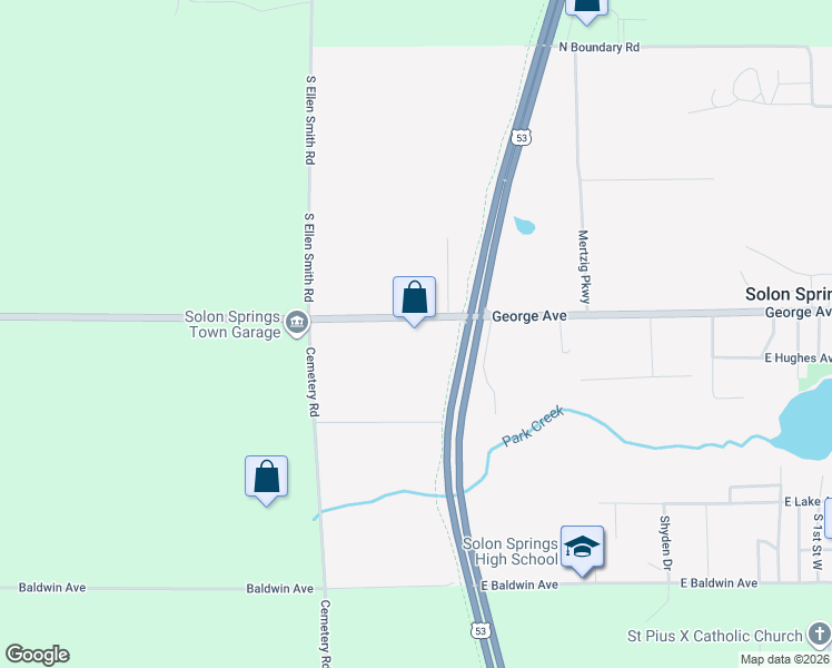 map of restaurants, bars, coffee shops, grocery stores, and more near 8882 County Road A in Solon Springs