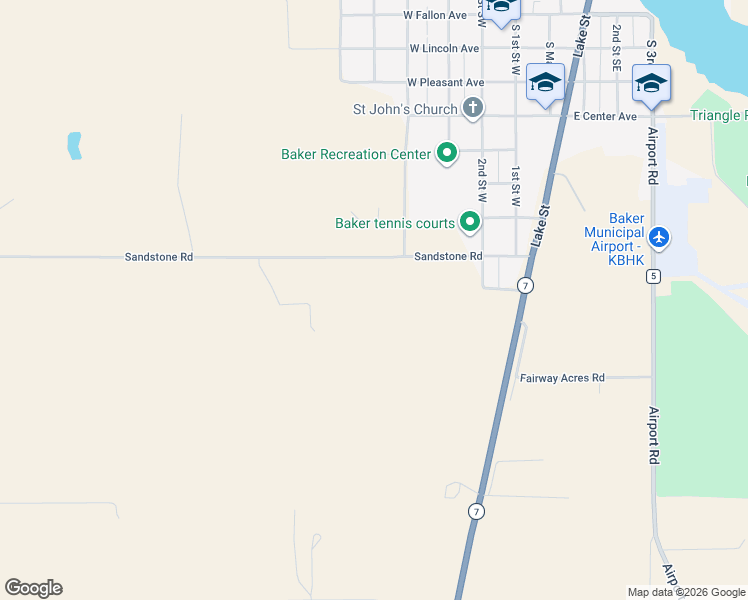 map of restaurants, bars, coffee shops, grocery stores, and more near 23 Sandstone Road in Baker