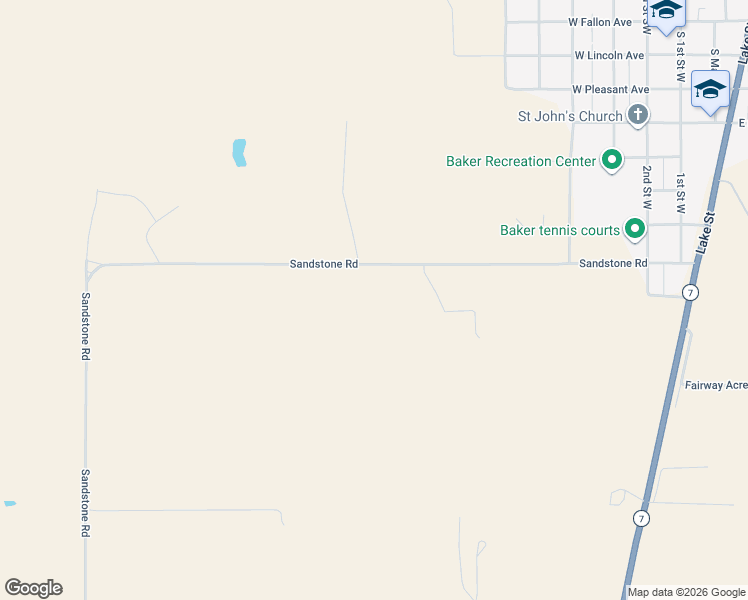 map of restaurants, bars, coffee shops, grocery stores, and more near 59 Sandstone Road in Baker
