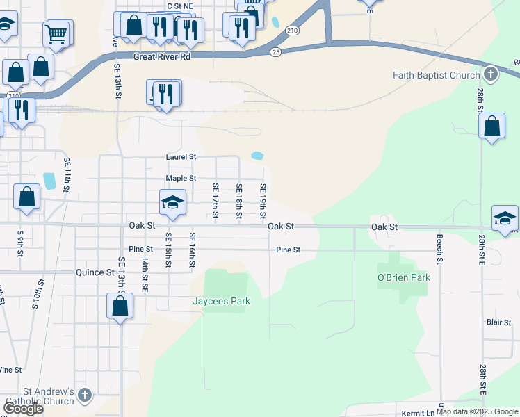 map of restaurants, bars, coffee shops, grocery stores, and more near 511 Southeast 18th Street in Brainerd