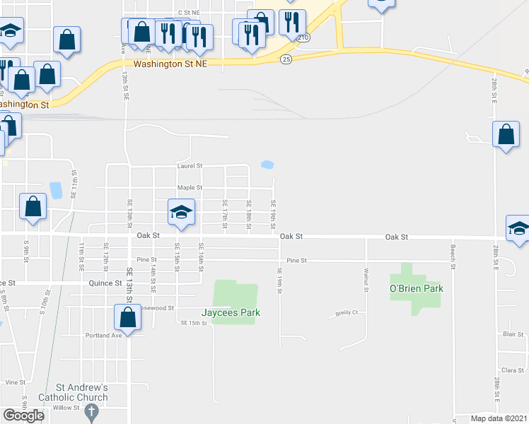 map of restaurants, bars, coffee shops, grocery stores, and more near 1817 Norwood Street in Brainerd