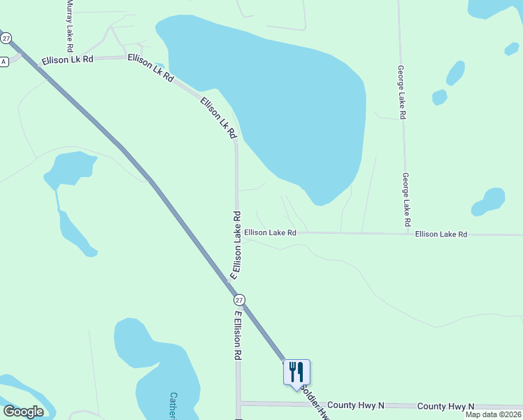 map of restaurants, bars, coffee shops, grocery stores, and more near 1090 Ellison Lake Road in Barnes