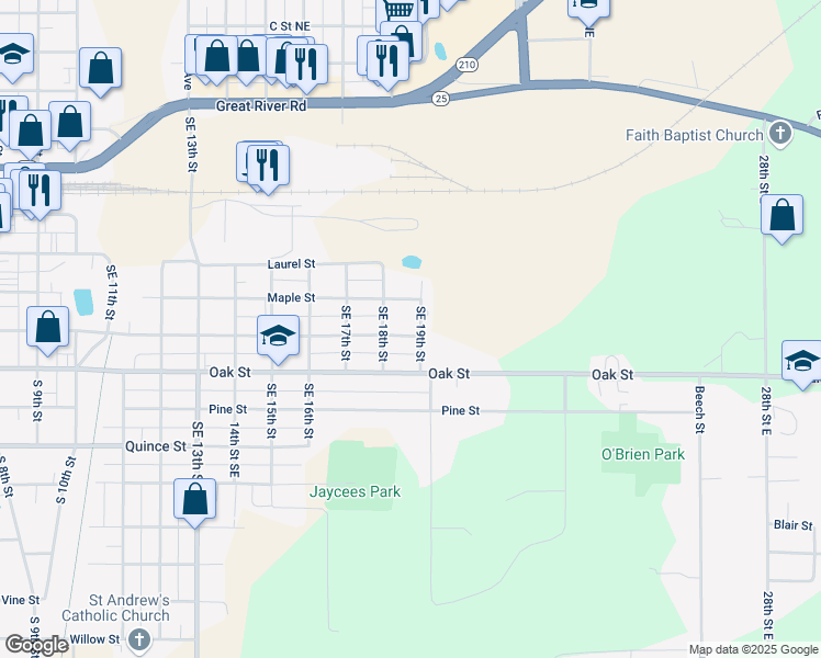 map of restaurants, bars, coffee shops, grocery stores, and more near 1819 Norwood Street in Brainerd