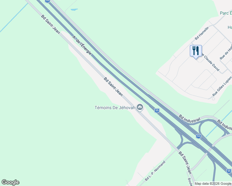 map of restaurants, bars, coffee shops, grocery stores, and more near 7215 Boulevard Saint-Jean in Trois-Rivières