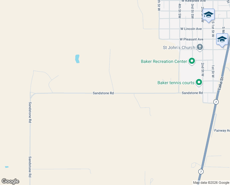 map of restaurants, bars, coffee shops, grocery stores, and more near 59 Sandstone Road in Baker