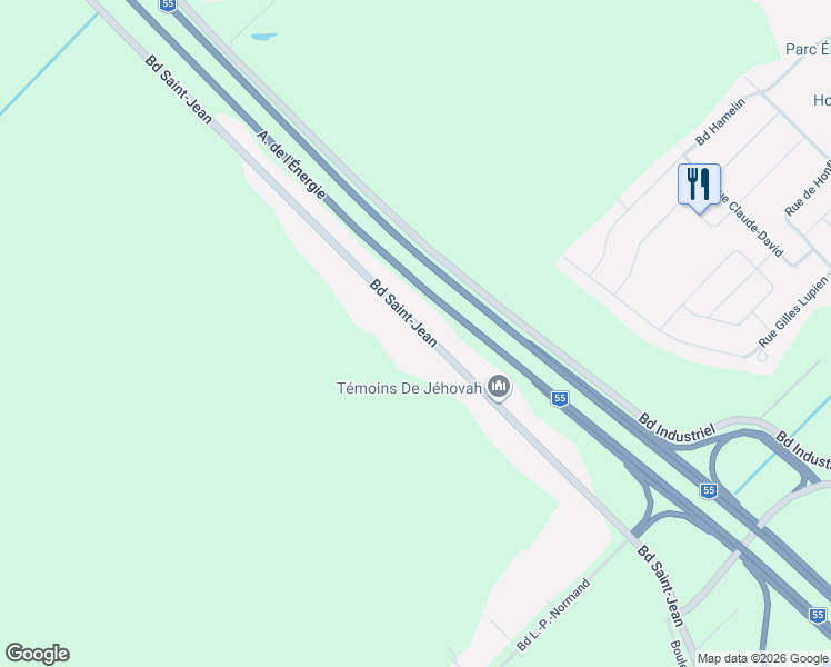 map of restaurants, bars, coffee shops, grocery stores, and more near 7215 Boulevard Saint-Jean in Trois-Rivières