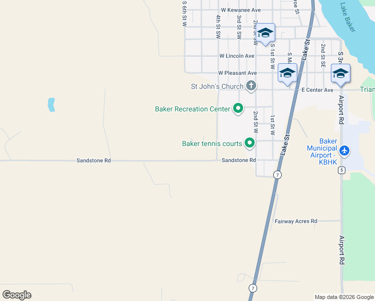 map of restaurants, bars, coffee shops, grocery stores, and more near 29 Sandstone Road in Baker