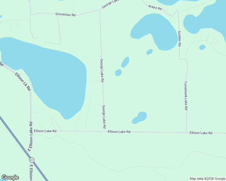 map of restaurants, bars, coffee shops, grocery stores, and more near 53795 George Lake Road in Barnes