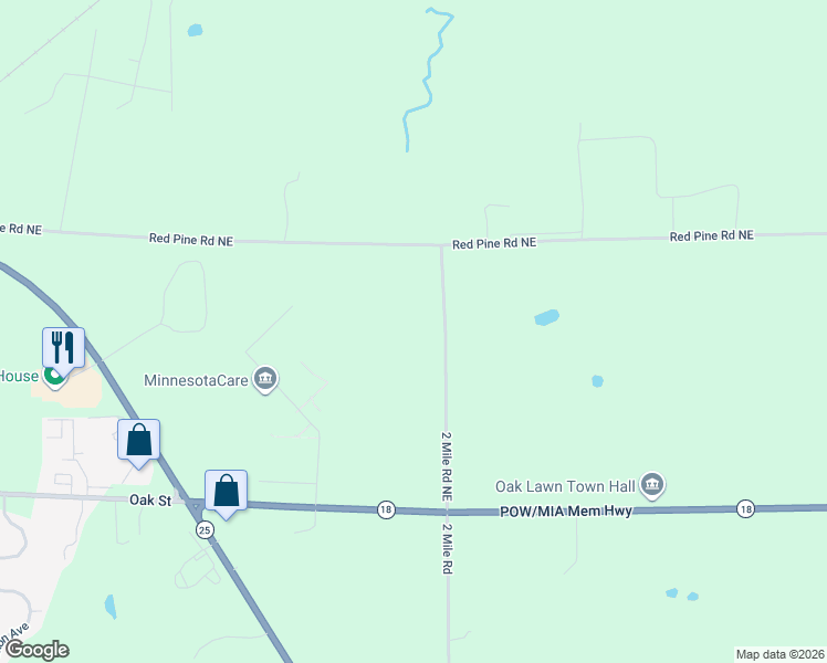 map of restaurants, bars, coffee shops, grocery stores, and more near 13836 2 Mile Road Northeast in Brainerd
