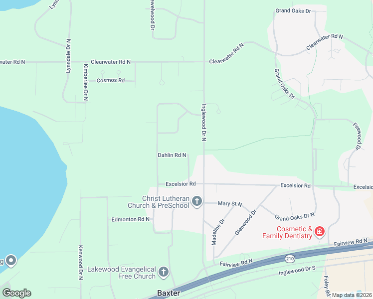 map of restaurants, bars, coffee shops, grocery stores, and more near 6355 Calcutta Road North in Baxter