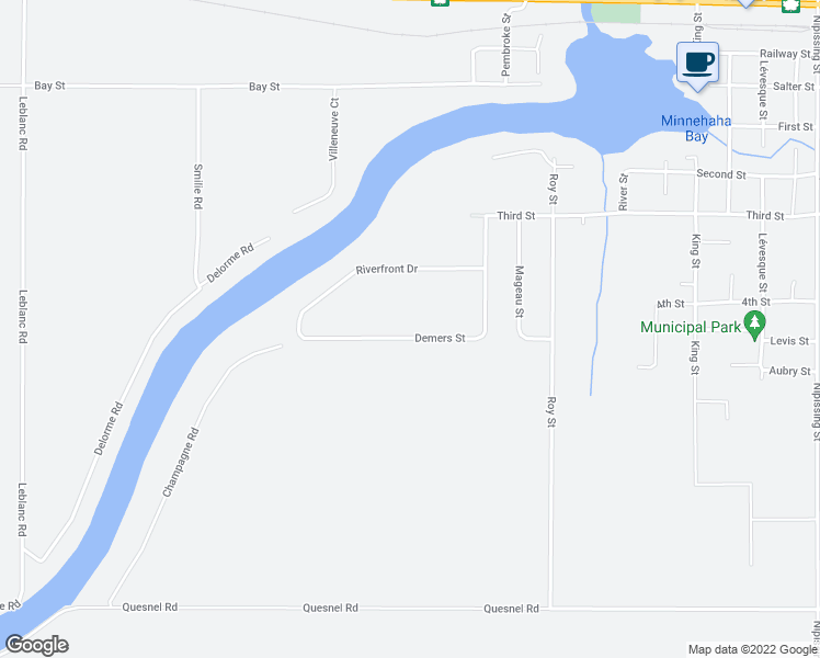 map of restaurants, bars, coffee shops, grocery stores, and more near 511 Demers Street in West Nipissing