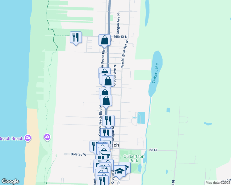 map of restaurants, bars, coffee shops, grocery stores, and more near 200 9th Street Northeast in Long Beach