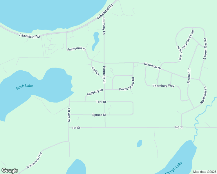 map of restaurants, bars, coffee shops, grocery stores, and more near 86618 Harmony Lane in Sturgeon Lake