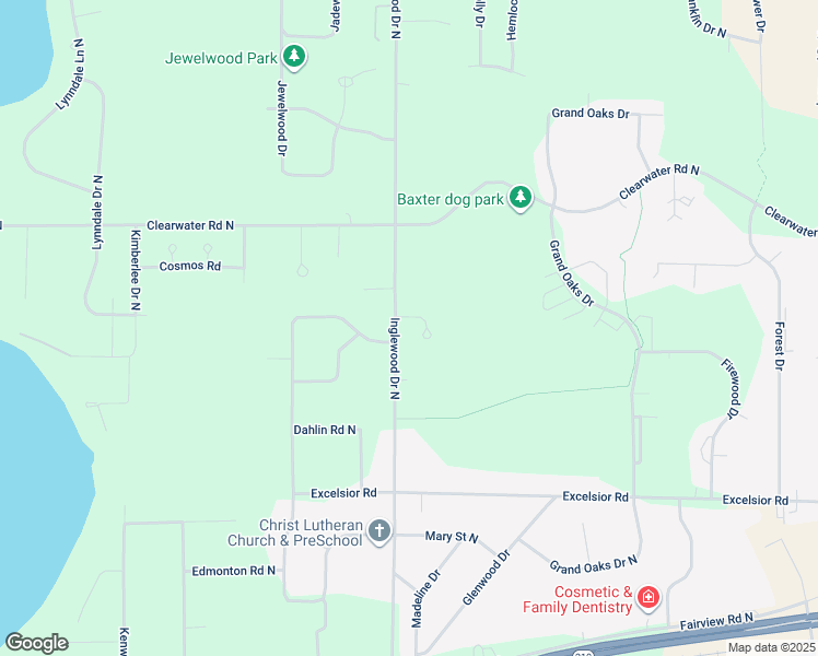 map of restaurants, bars, coffee shops, grocery stores, and more near 14276 Inglewood Drive North in Baxter