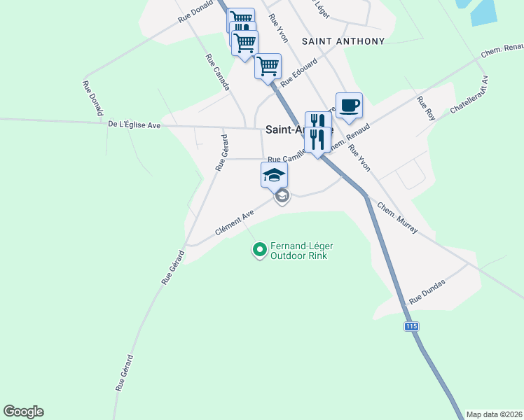 map of restaurants, bars, coffee shops, grocery stores, and more near 19 Clément Avenue in Saint-Antoine