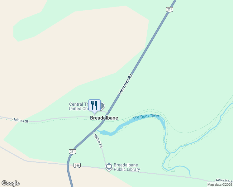 map of restaurants, bars, coffee shops, grocery stores, and more near 2913 Inkerman Road in Kinkora