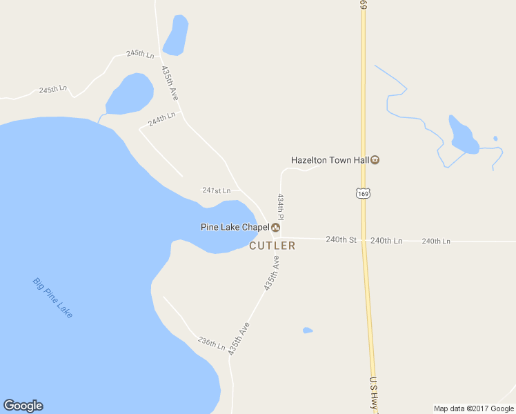 map of restaurants, bars, coffee shops, grocery stores, and more near 24058 435th Avenue in Aitkin