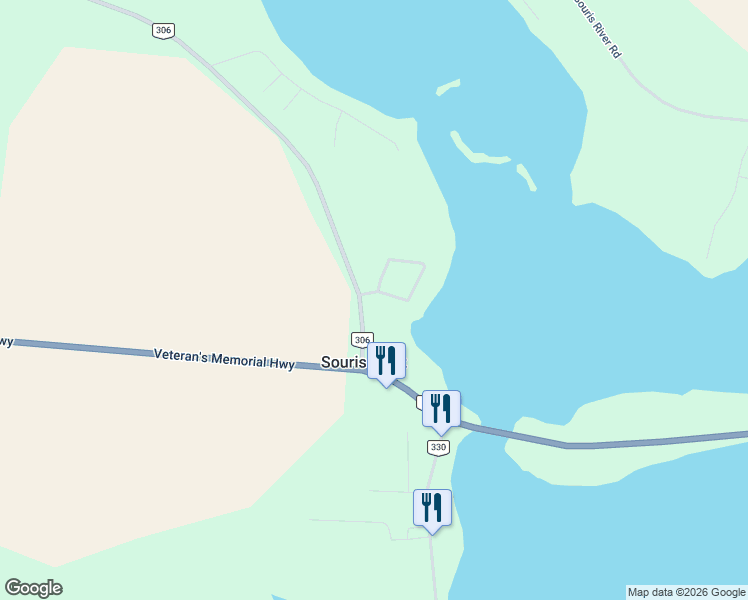 map of restaurants, bars, coffee shops, grocery stores, and more near 10 Bayview Crescent in Souris
