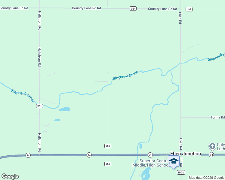 map of restaurants, bars, coffee shops, grocery stores, and more near N5720 Jarvinen Road in Eben Junction