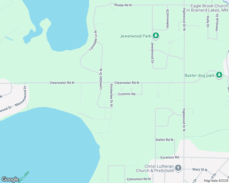 map of restaurants, bars, coffee shops, grocery stores, and more near 6055 Cosmos Road in Baxter