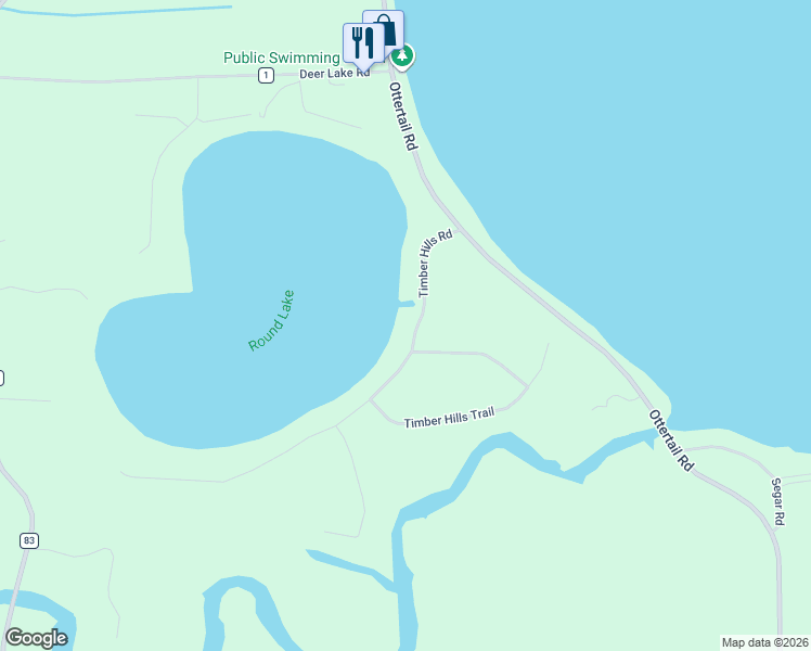 map of restaurants, bars, coffee shops, grocery stores, and more near 27497 Timber Hills Road in Battle Lake