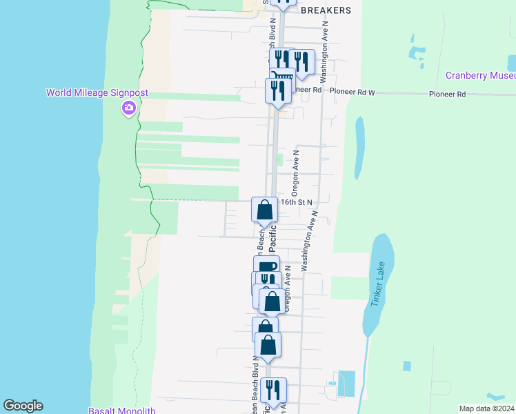 map of restaurants, bars, coffee shops, grocery stores, and more near in Long Beach