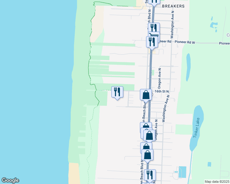 map of restaurants, bars, coffee shops, grocery stores, and more near 304 14th Street Northwest in Long Beach