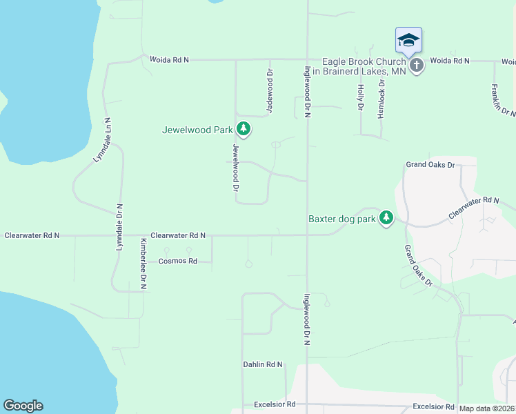 map of restaurants, bars, coffee shops, grocery stores, and more near 14664 Jewelwood Drive in Baxter