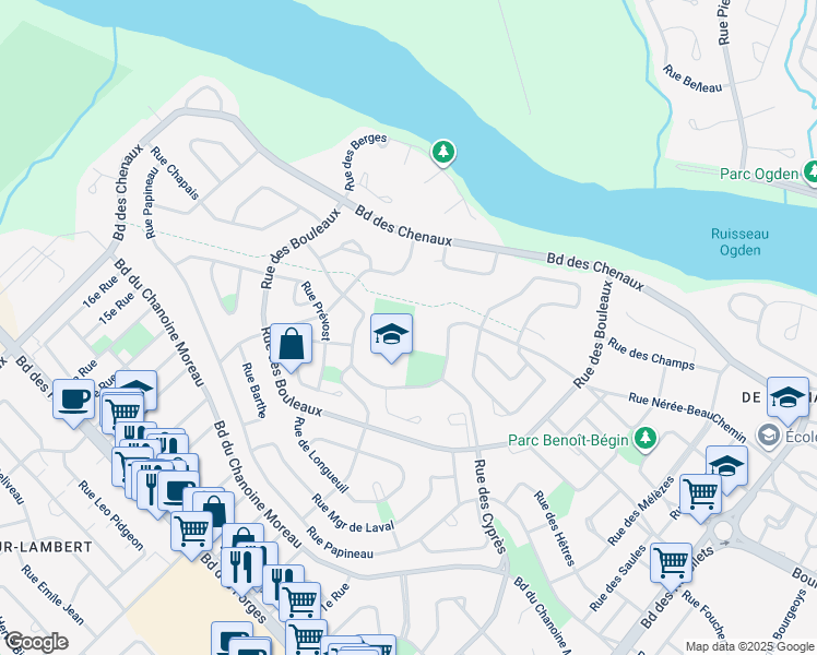 map of restaurants, bars, coffee shops, grocery stores, and more near in Trois-Rivières