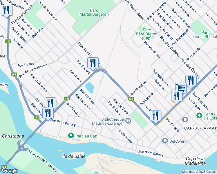 map of restaurants, bars, coffee shops, grocery stores, and more near in Trois-Rivières