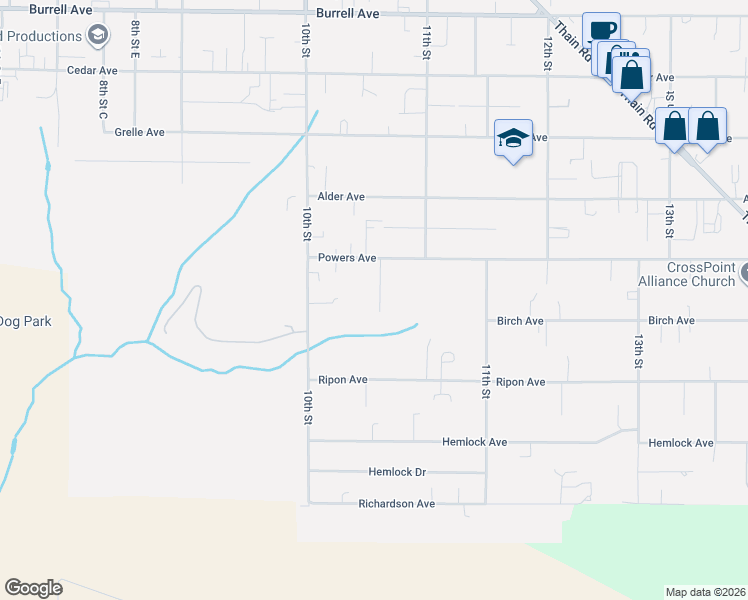 map of restaurants, bars, coffee shops, grocery stores, and more near 3725 10th Street East in Lewiston