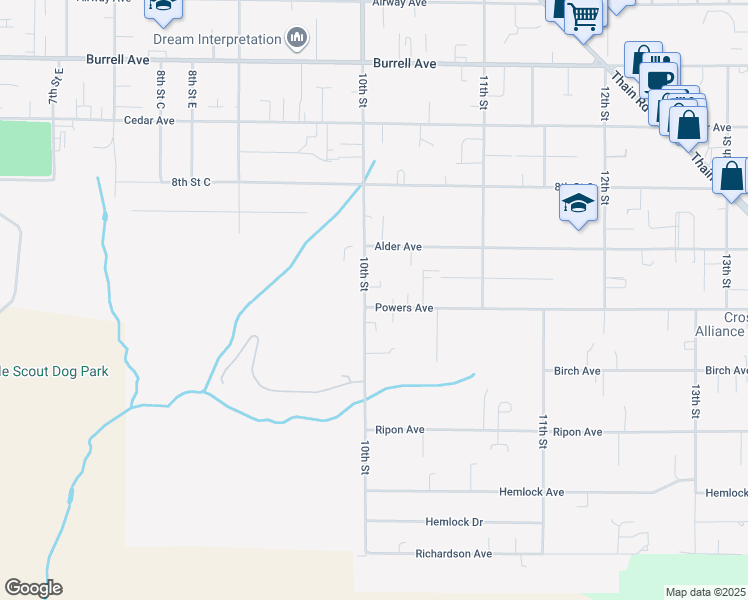 map of restaurants, bars, coffee shops, grocery stores, and more near 1003 Powers Avenue in Lewiston