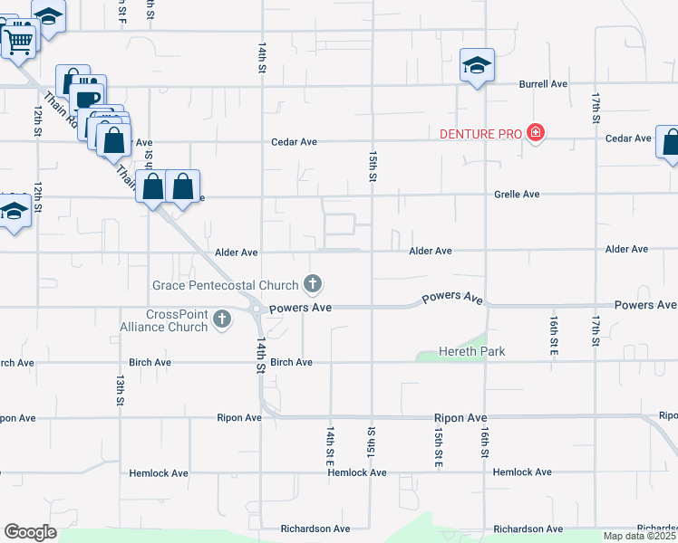 map of restaurants, bars, coffee shops, grocery stores, and more near 1426 Alder Avenue in Lewiston
