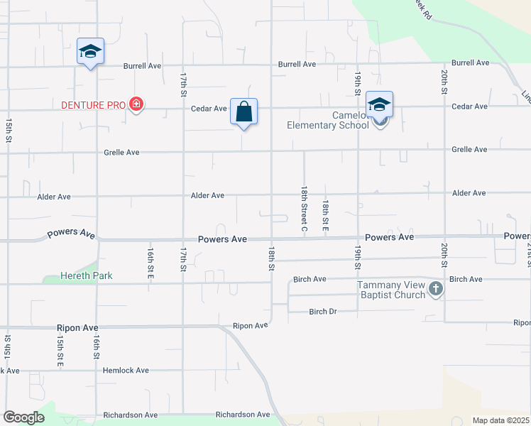 map of restaurants, bars, coffee shops, grocery stores, and more near 3625 18th Street in Lewiston