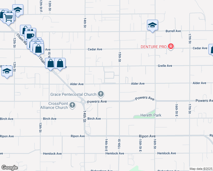 map of restaurants, bars, coffee shops, grocery stores, and more near 1426 Alder Avenue in Lewiston